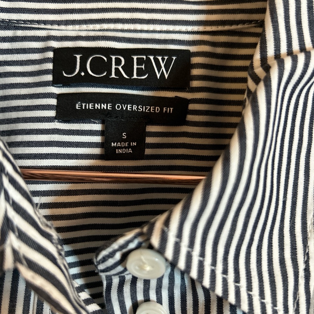 Classic Women’s Navy & White Stripe Button-Up 100% Cooton Shirt. In Store.